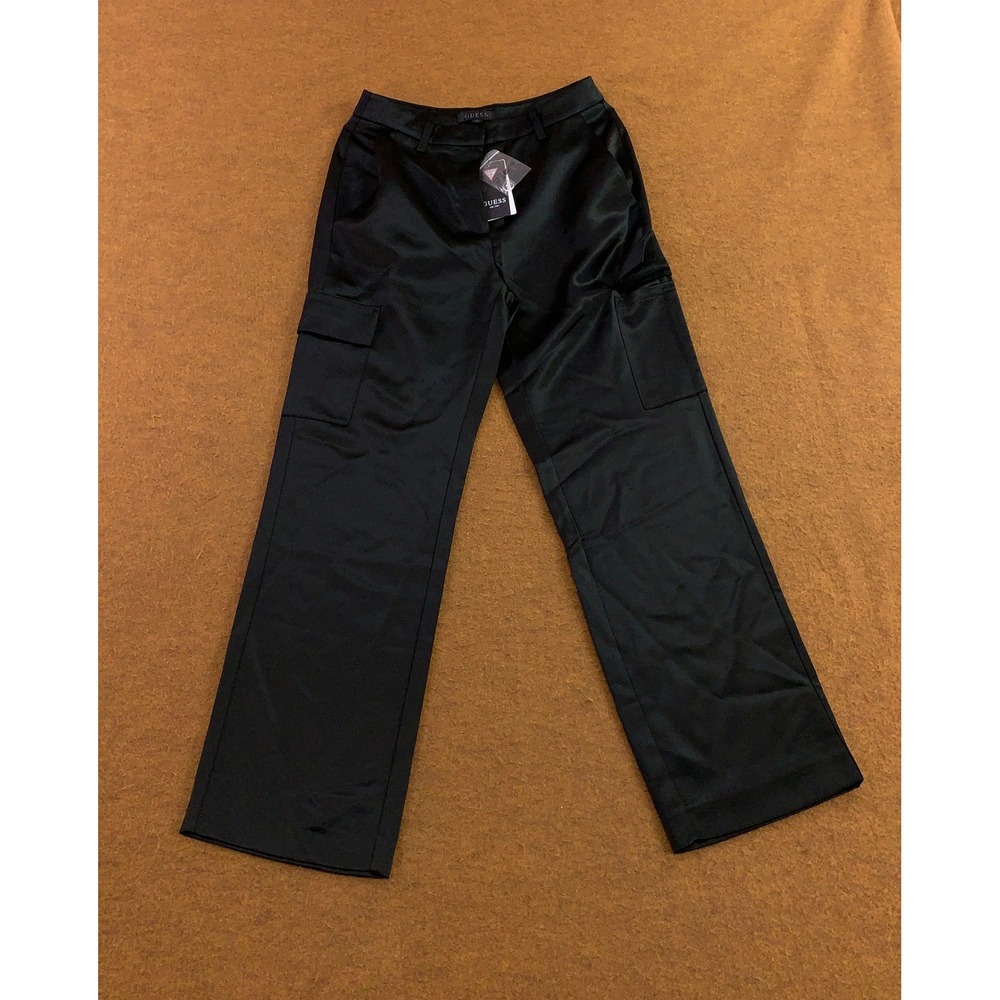 Guess Women XS Jet Black Megan Cargo Satin Pant NWT *Flaw